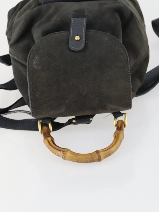 GUCCI Bamboo Backpack Suede Navy Gold 003 1705 0030 Auth 158464 main image 8